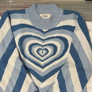 Cider baby blue heart sweater 🩵